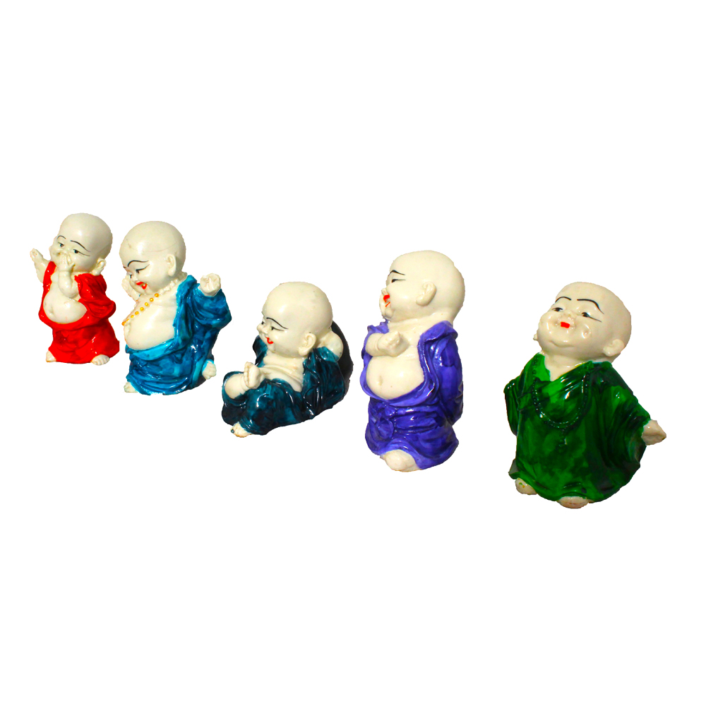 Set of 5 Laughing Baby Buddha Figurine 4 Inch