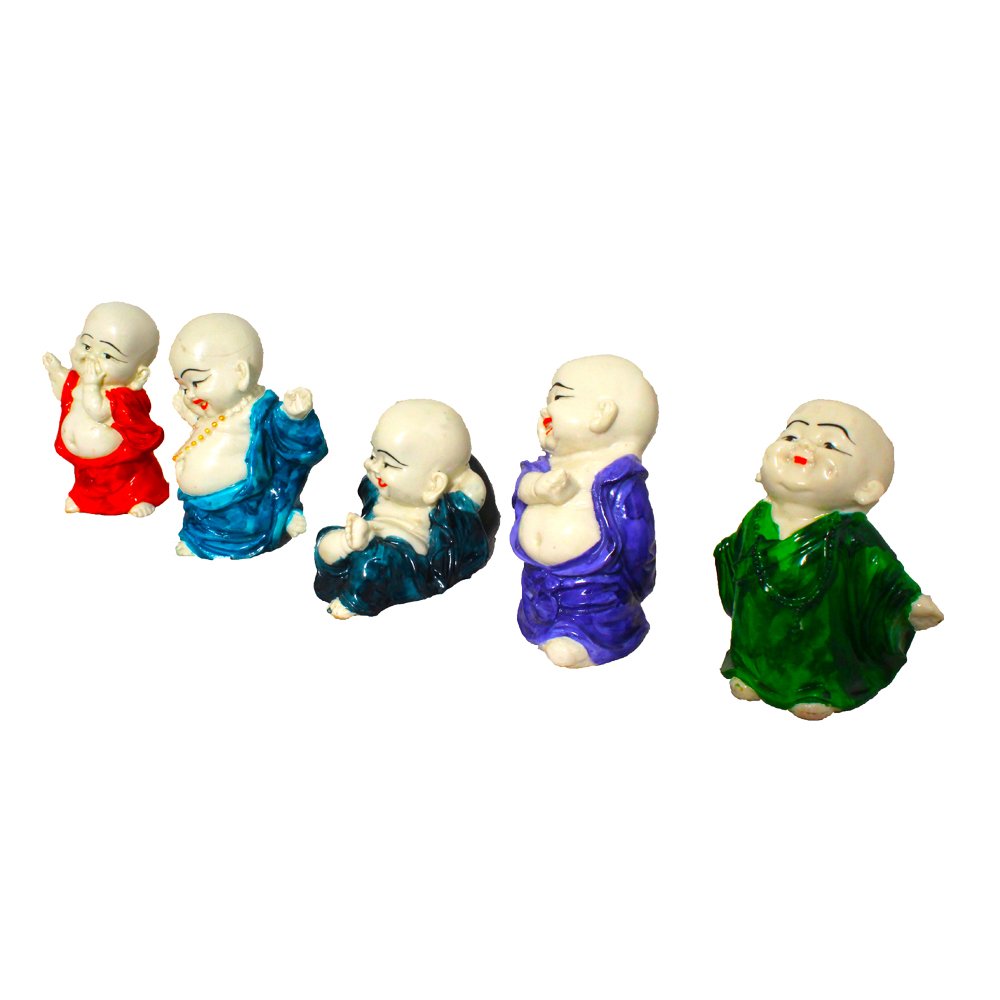 Set of 5 Laughing Baby Buddha Figurine 4 Inch ( 10.5 cm )