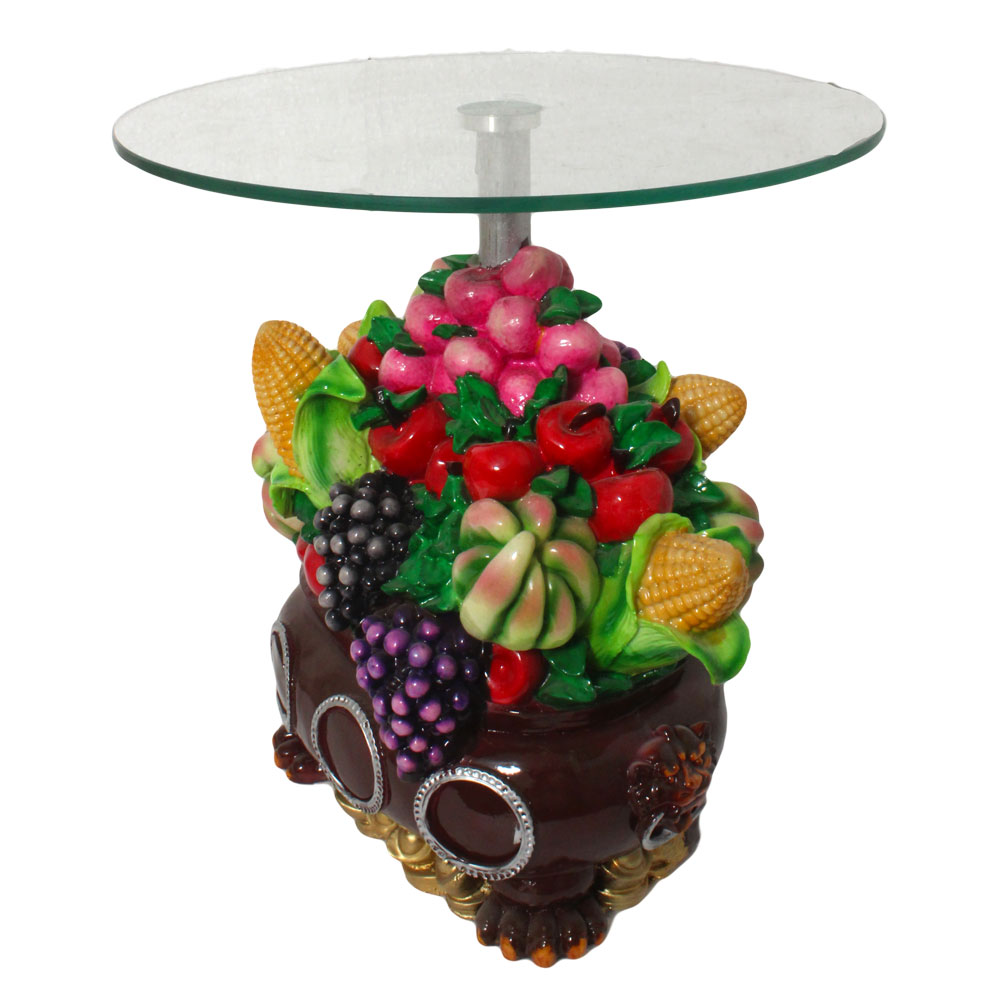 Fruit Basket Decorative Glass Table Showpiece 15 Inch
