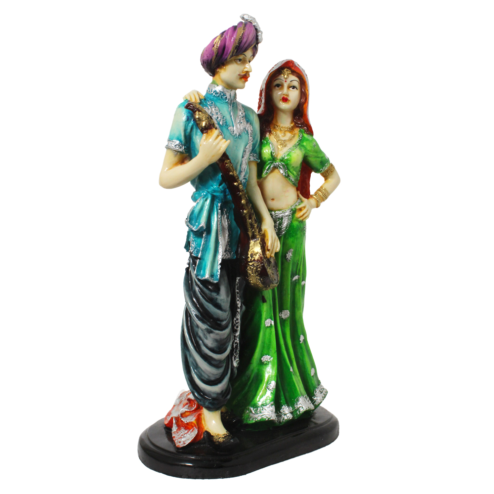 Rajasthani Musical Couple Statue Sculpture 17 Inch