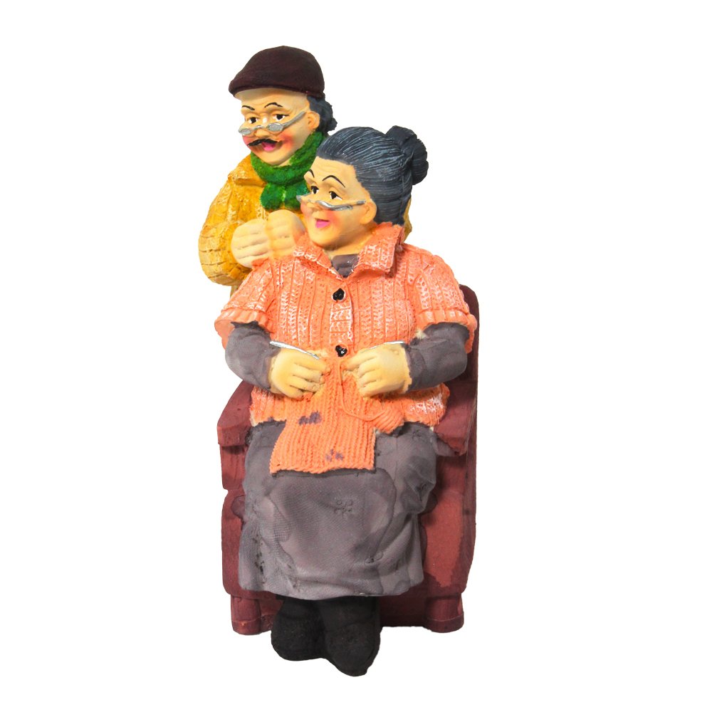 Old Couple Statue Showpiece 7 Inch ( 18 cm )