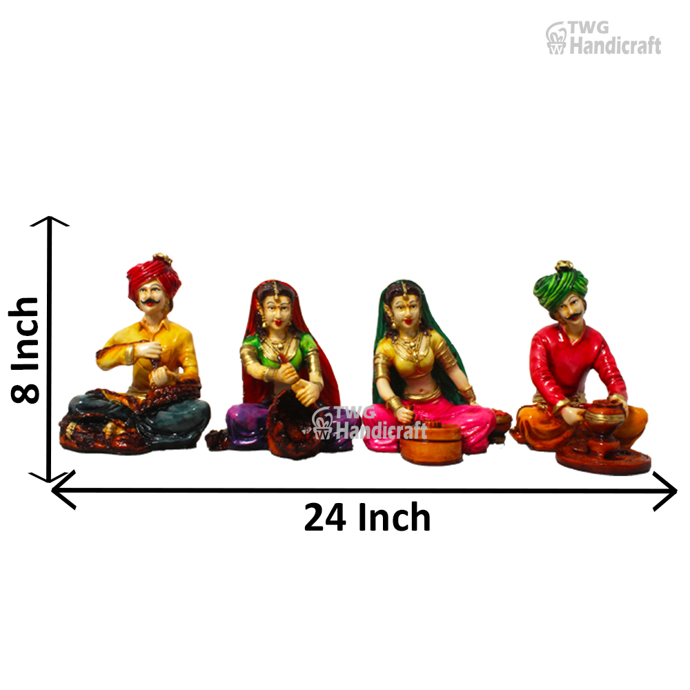Set of 4 Rajasthani Statue Showpiece 8 Inch