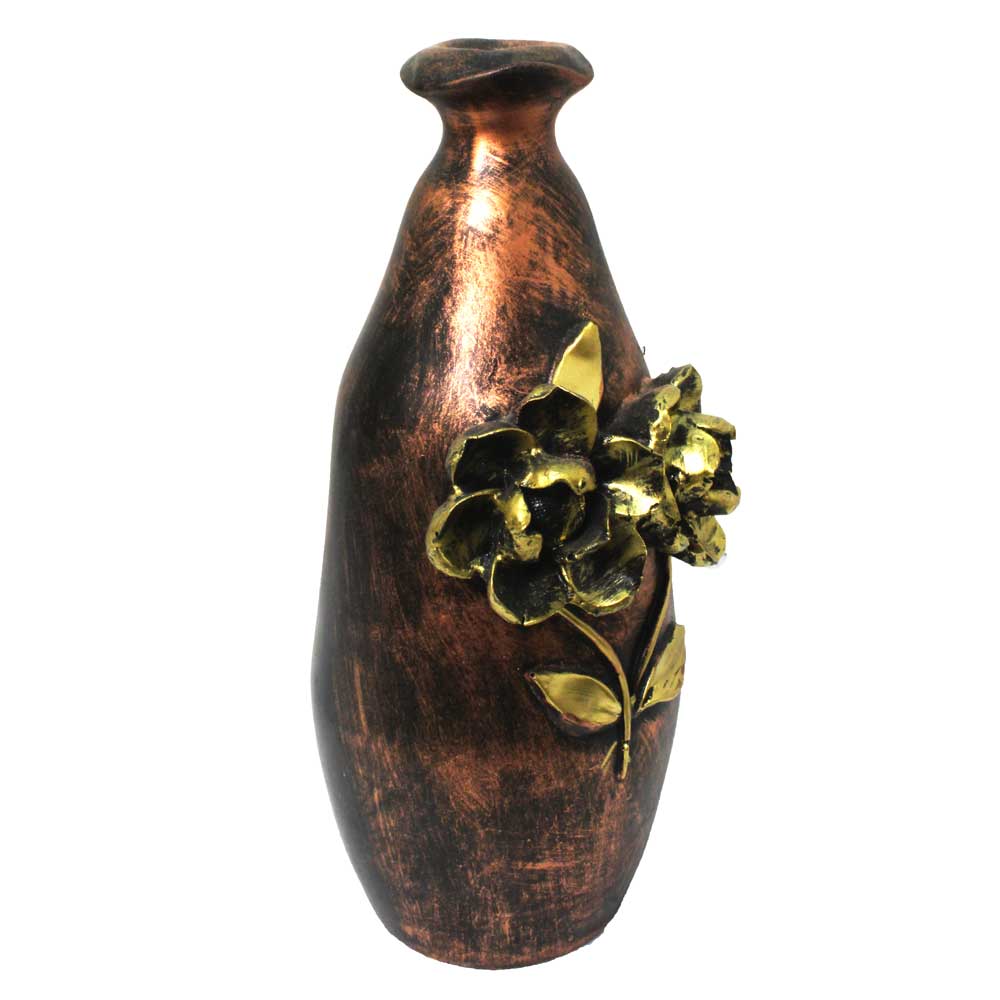 Scenic Tabletop Flower Vase in Copper Finish 12 Inch