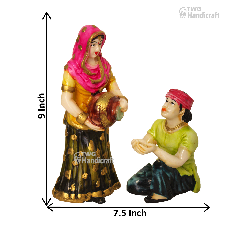 Rajasthani Couple Statue Showpiece 9 Inch