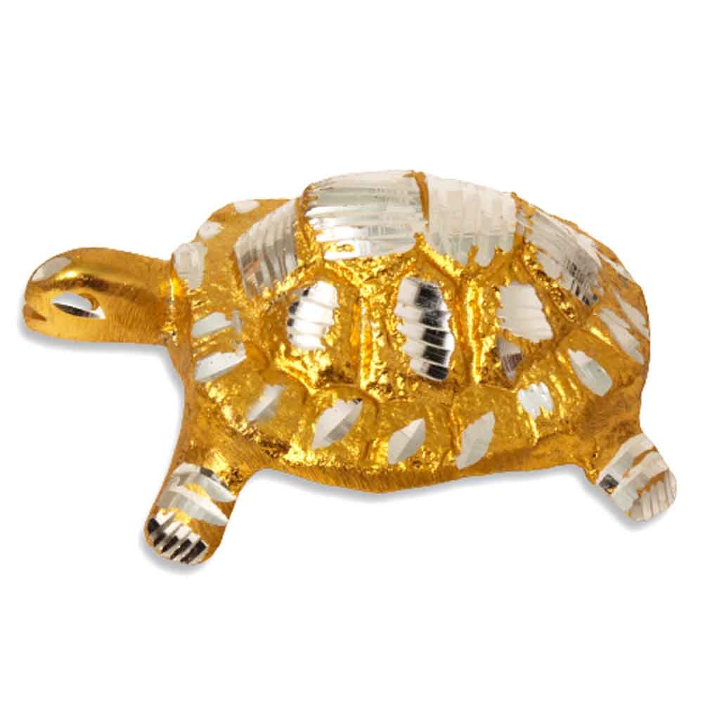  White metal diamond cut Good Luck Turtle 2 Inch ( 5.5 cm )