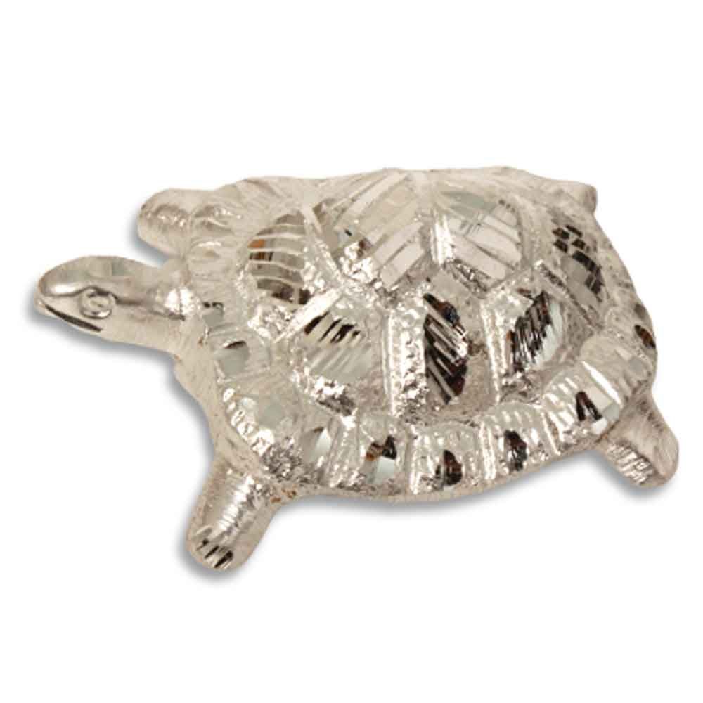 White Metal Turtle Feng Shui Vastu Statue 2 Inch ( 5.5 cm )