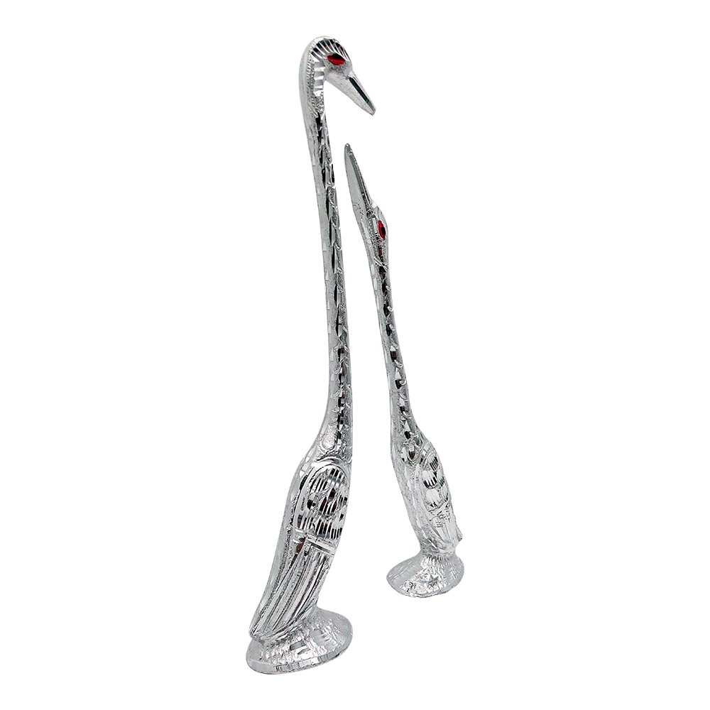 Home Decor White Metal Swan Showpiece 10.5 Inch ( 27 cm )