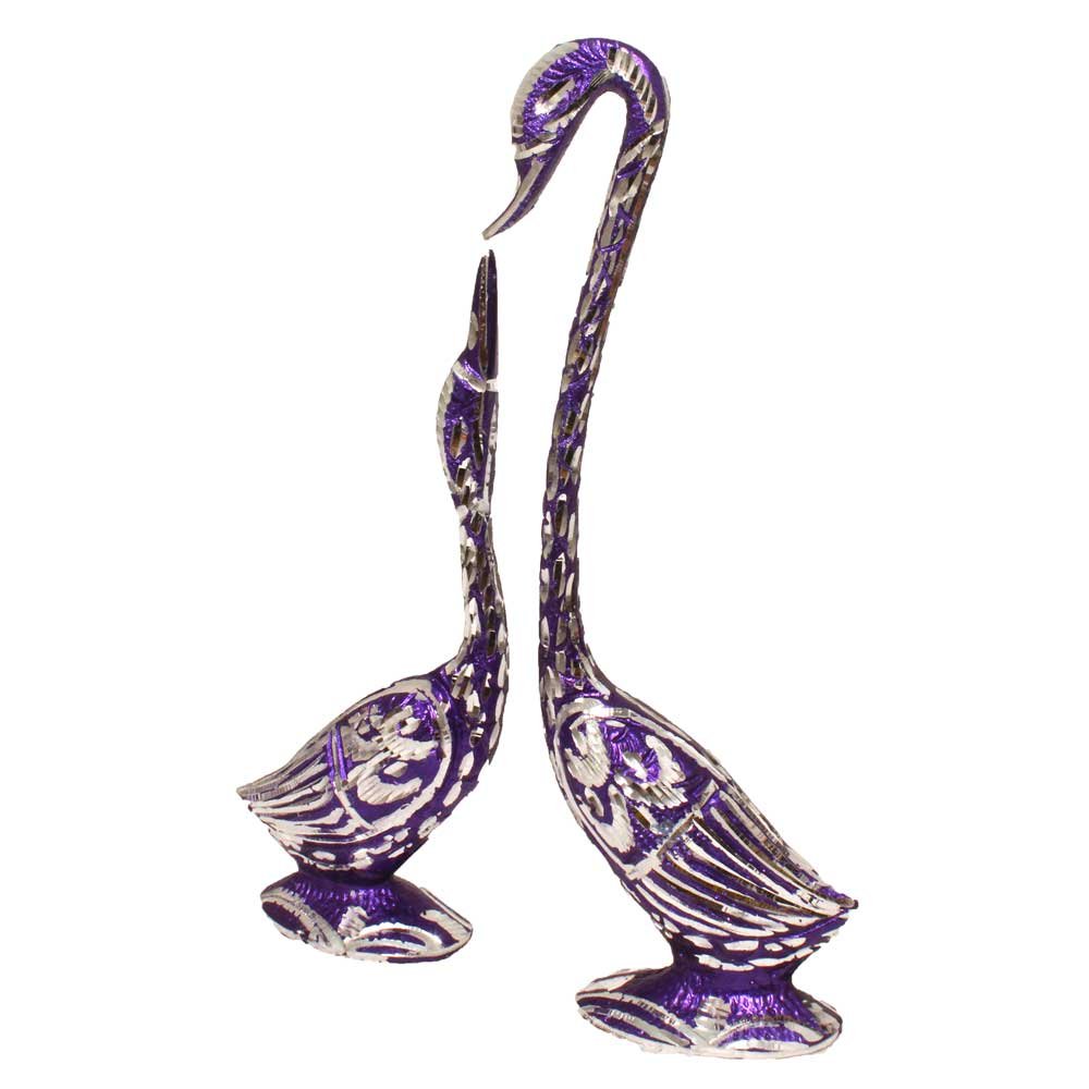 Feng Shui Aluminium diamond cut Swan 10 Inch