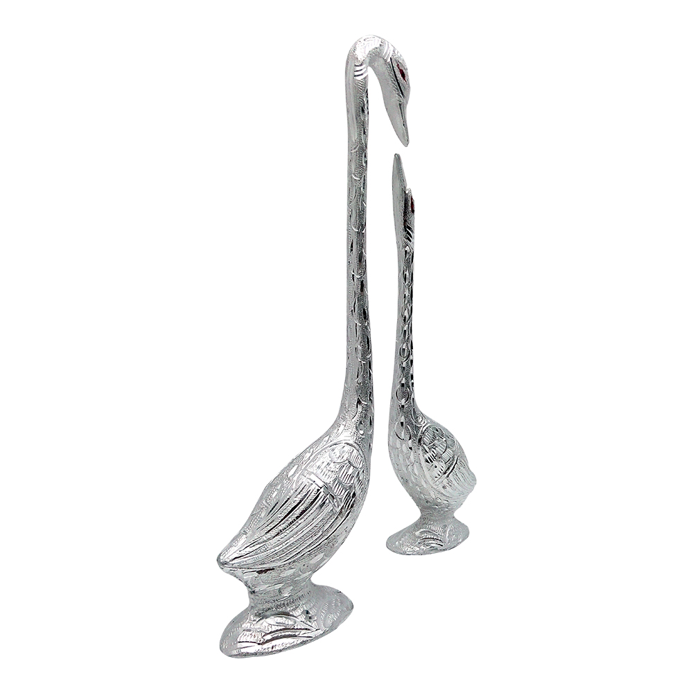 Silver Finish White Metal Bird Sculpture 14 Inch