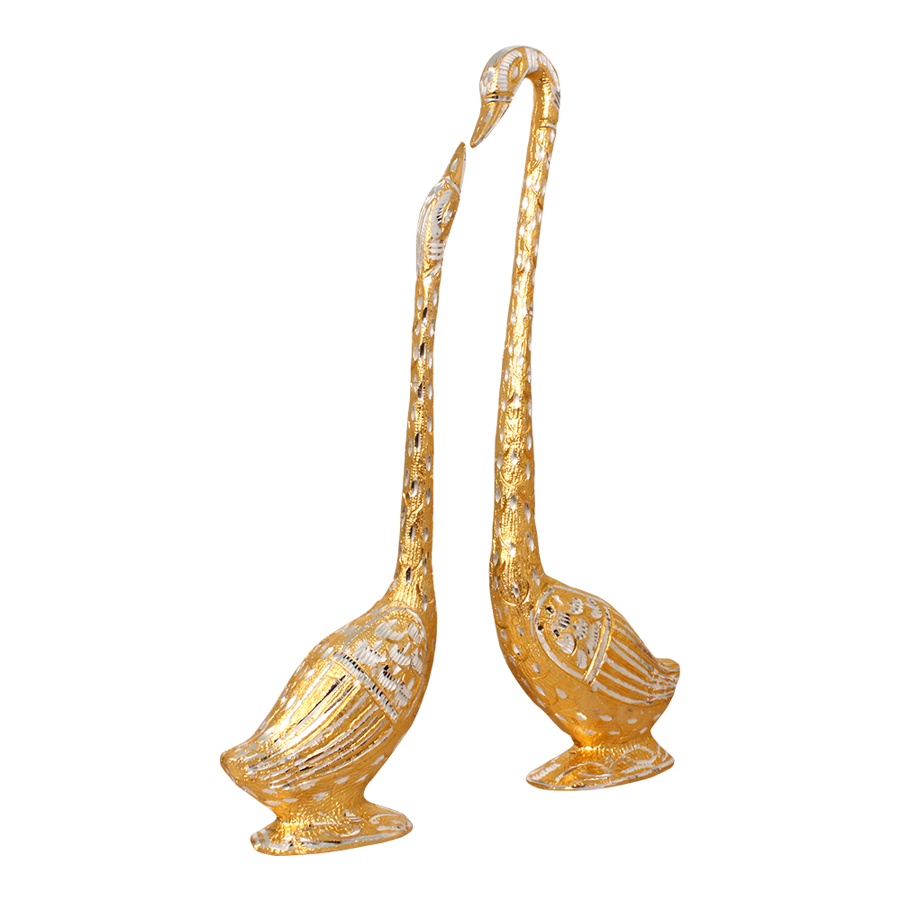 Aluminium Handicraft Golden Finish Swan Pair 17 Inch