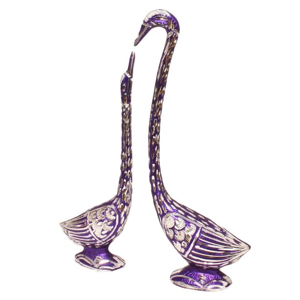 Handicraft White Metal Swan Pair Gift Article 17 Inch ( 43.5 cm )