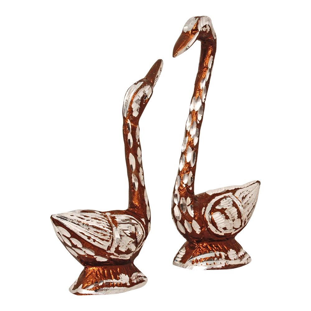 Aluminium Bird Pair of Duck Sculpture 5.5 Inch ( 14 cm )