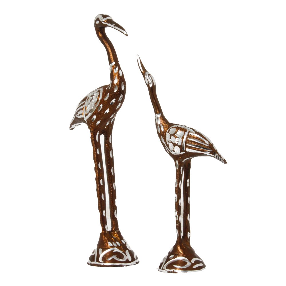 Feng Shui Flamingo Pair White Metal Showpiece  11 Inch ( 28 cm )