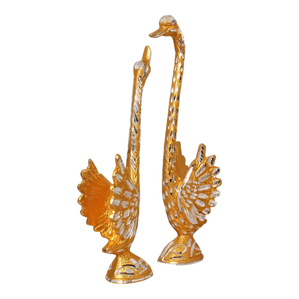 Aluminium Diamond Cut Swan Sculpture 12.5 Inch ( 32 cm )