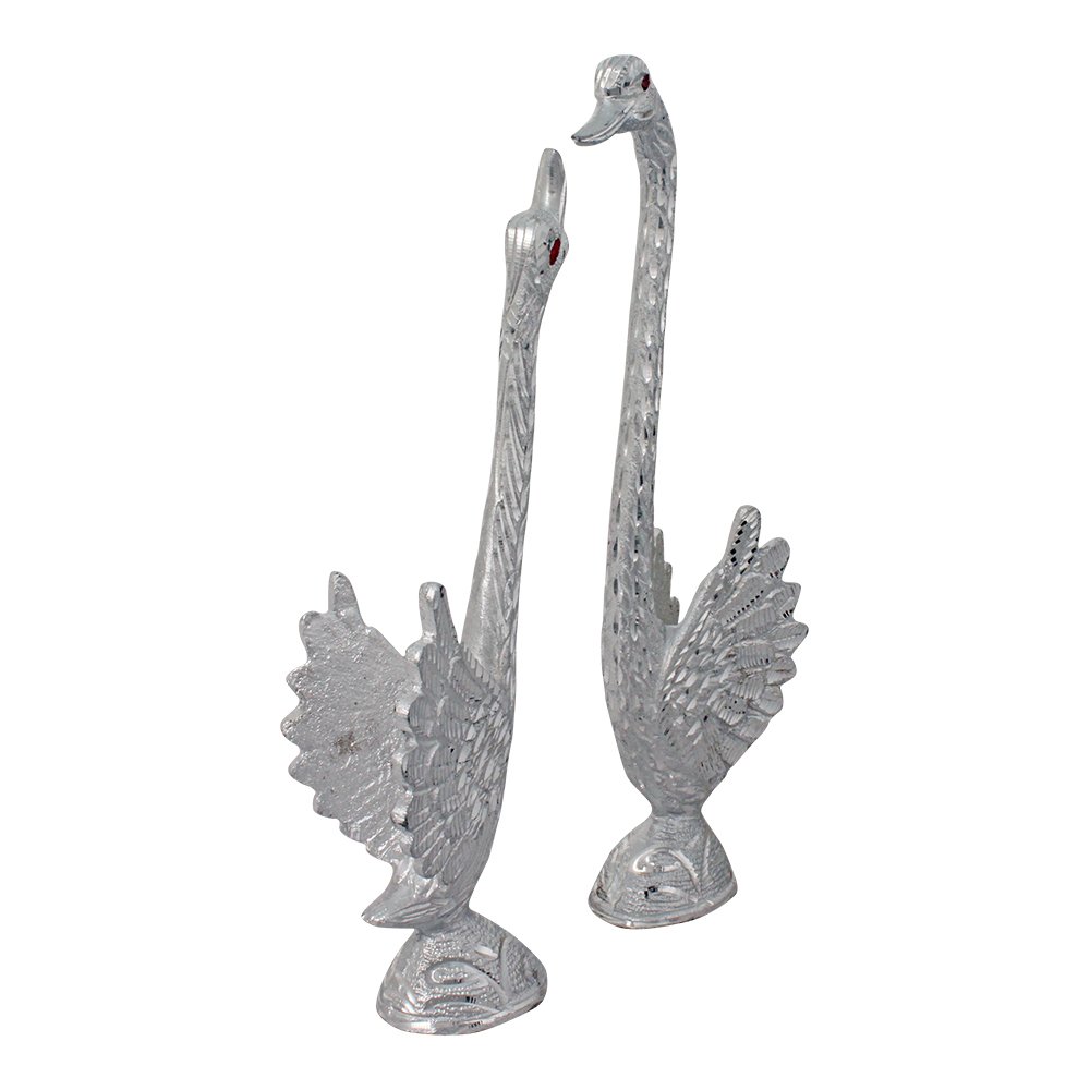 White Metal Handicraft Handmade Swan Pair 12.5 Inch ( 32 cm )