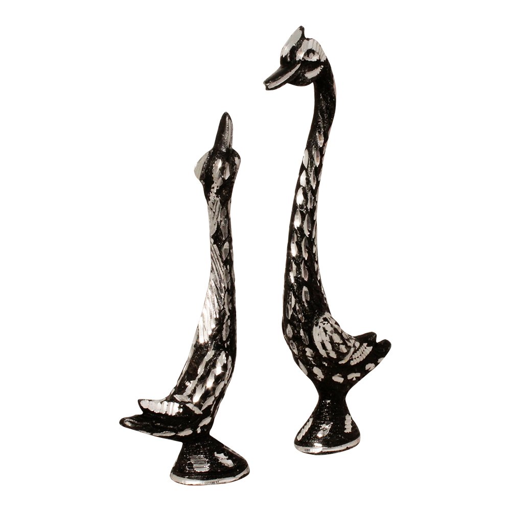 White Metal Feng Shui Showcase Decoration Bird Set 7 Inch ( 18 cm )