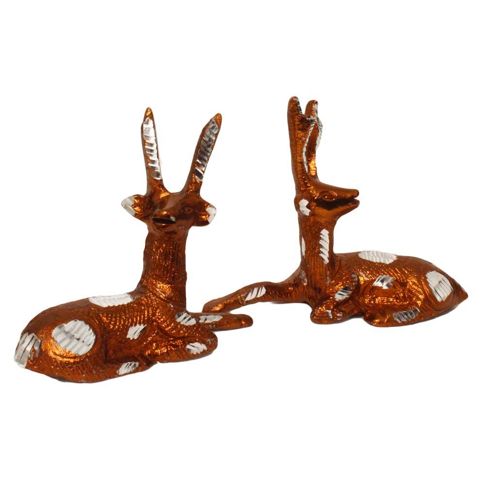 Animal Figurine Deer White Metal Sculpture 4 Inch ( 10.5 cm )