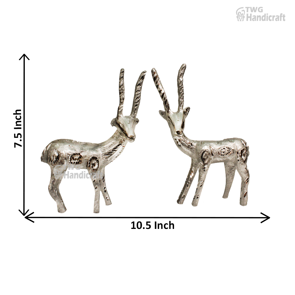  White Metal Deer Figurine 7.5 Inch