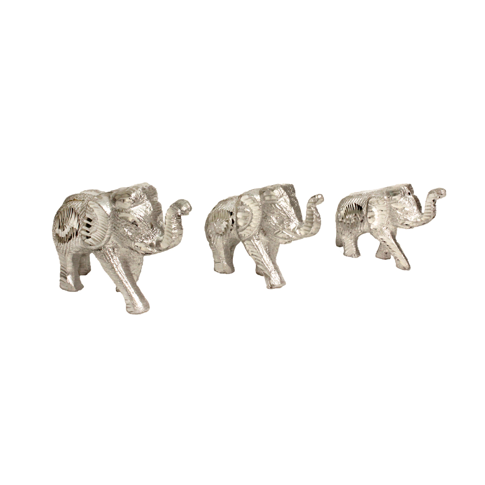 Elephant Family 3 Pcs Set Aluminium Statue 2.5 Inch