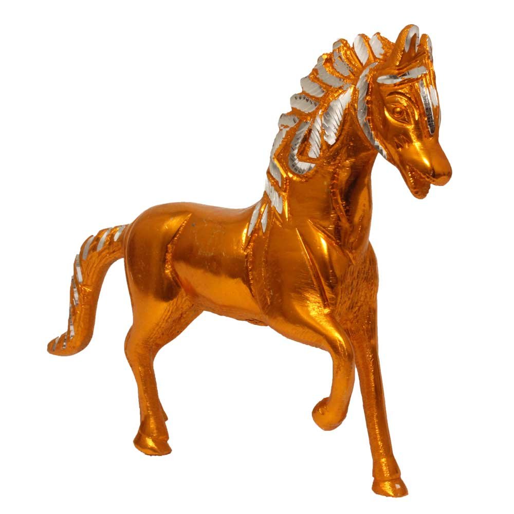 White Metal diamond cut Horse Sculpture 7.5 Inch