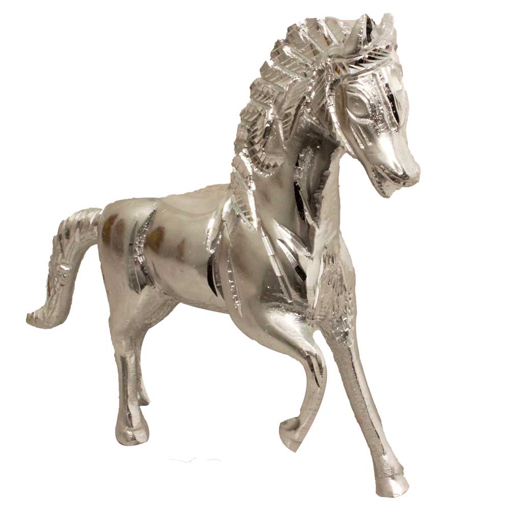 White Metal Horse Vastu Figurine 7.6 Inch