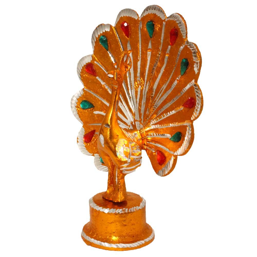  White Metal Peacock Showpiece diamond cut 8 Inch ( 20.5 cm )