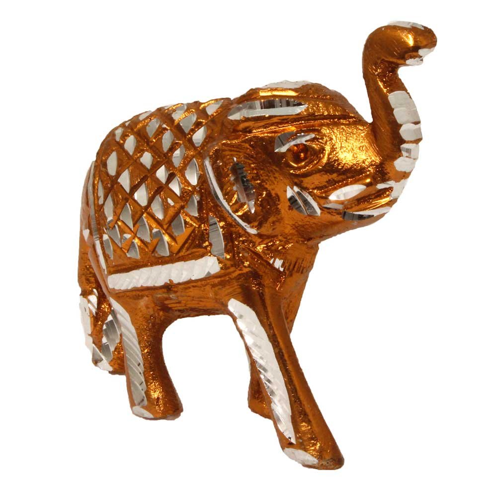 White Metal Elephant Sculpture 3.5 Inch ( 9 cm )