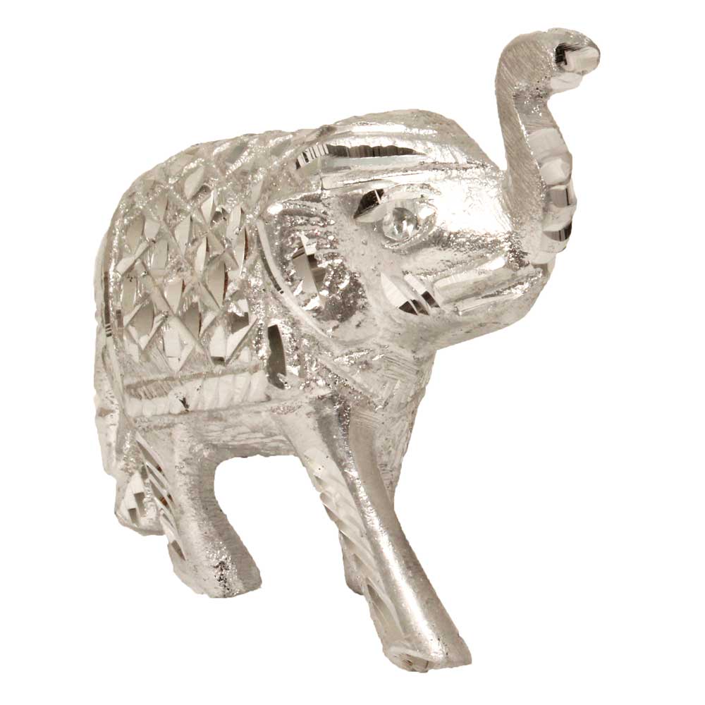 Haathi White Metal Statue 4.5 Inch