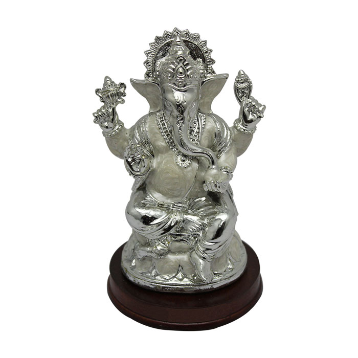 Silver Plated Ganesha Statue 5.25 Inch
