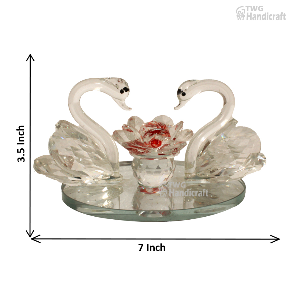 Manufacturer of Crystal Swan Pair Showpiece | Crystal Swan Factory