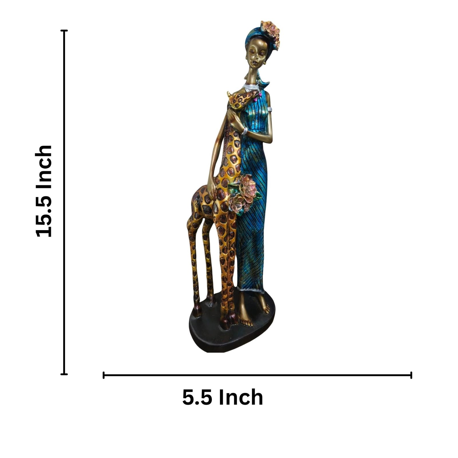 Lady with Giraffe Showpiece Supplier in Bangalore | Decorative Statue Manufacturer