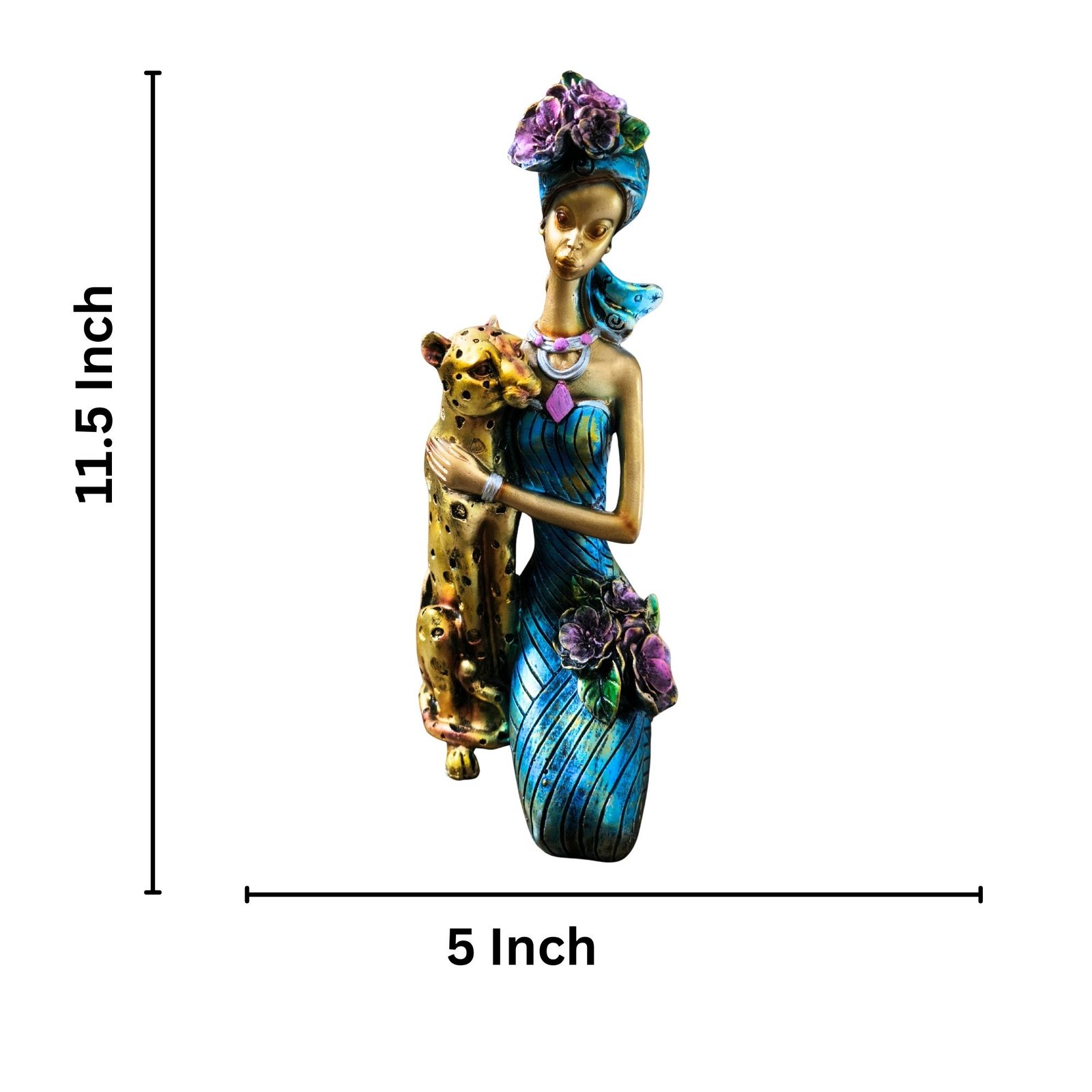 Lady with Tiger Decorative Showpiece Supplier in Bangalore | Home Decor Manufacturer