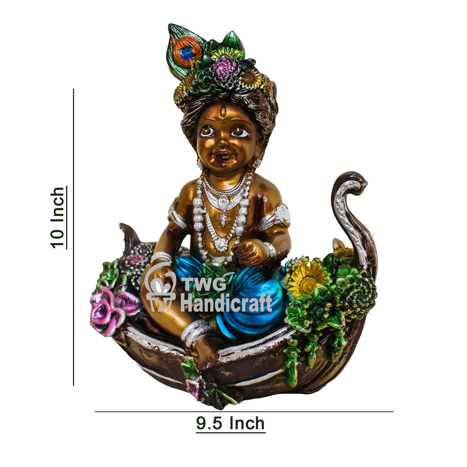 Boat Krishna Idol Wholesaler in Delhi | Temple Idol Manufacturer