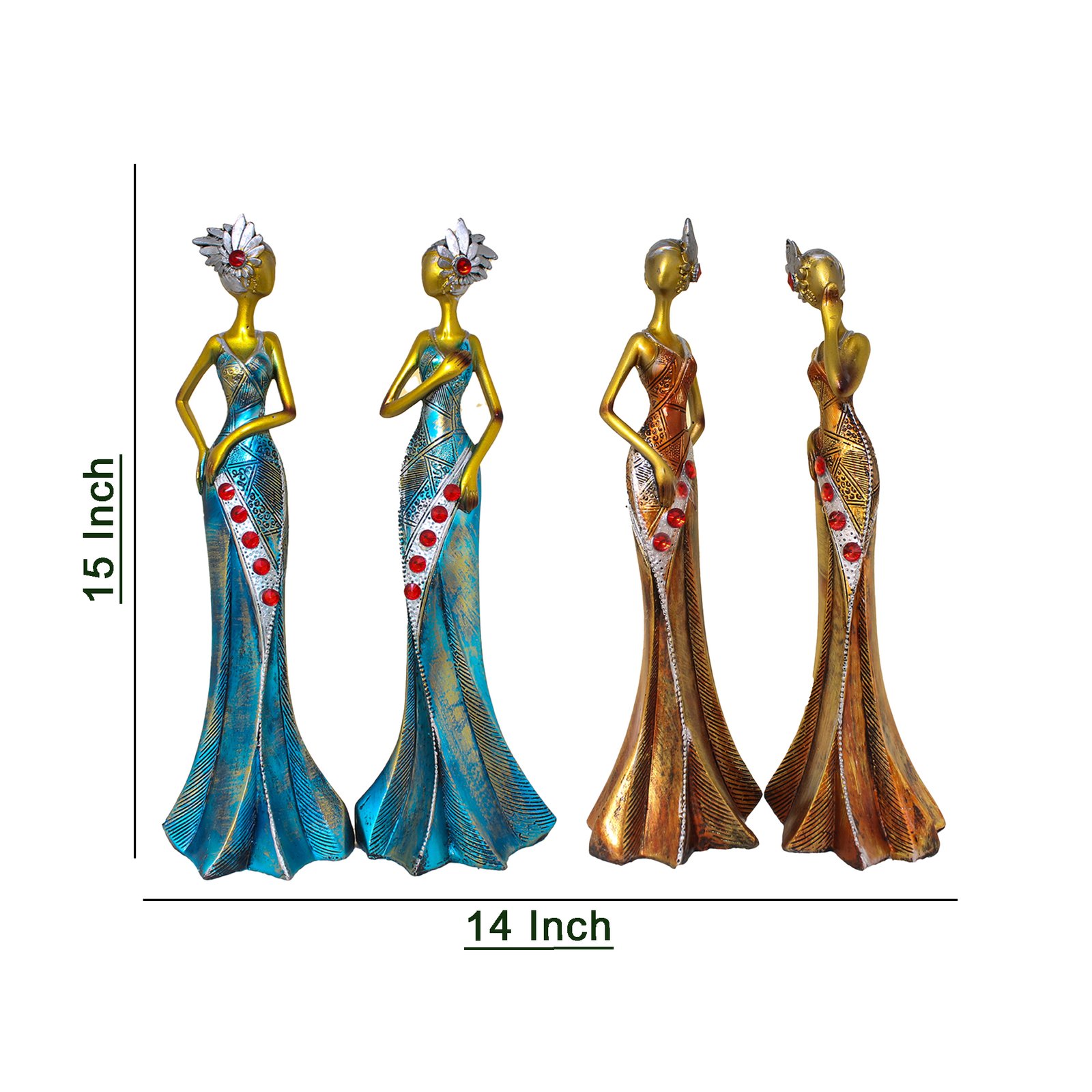 Pair of 4 Flower Doll Statue Manufacturer in Delhi | Bulk Gift Supplier
