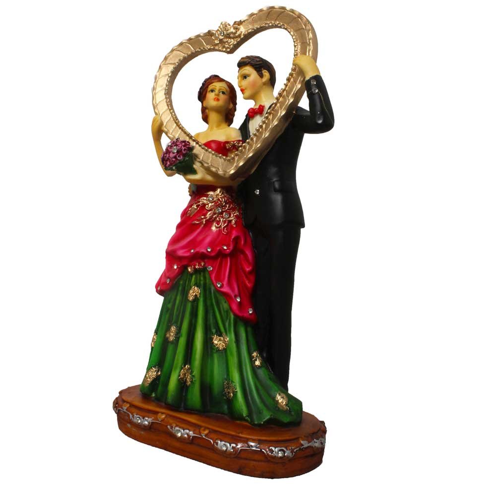 Decorative Heart Frame Couple Statue 11 Inch ( 28 cm )