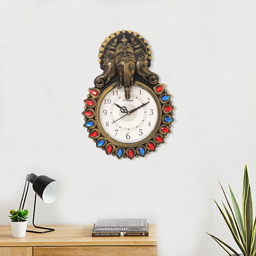 Wall Hanging Ganesha Clock Gift 13 Inch ( 33.5 cm )