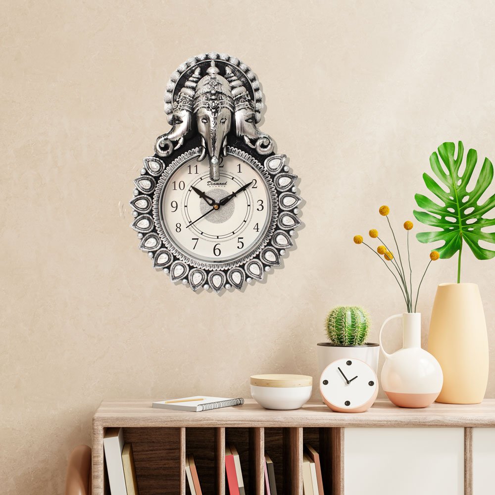 Wall Hanging Ganesha Clock Gift 13 Inch ( 33.5 cm )