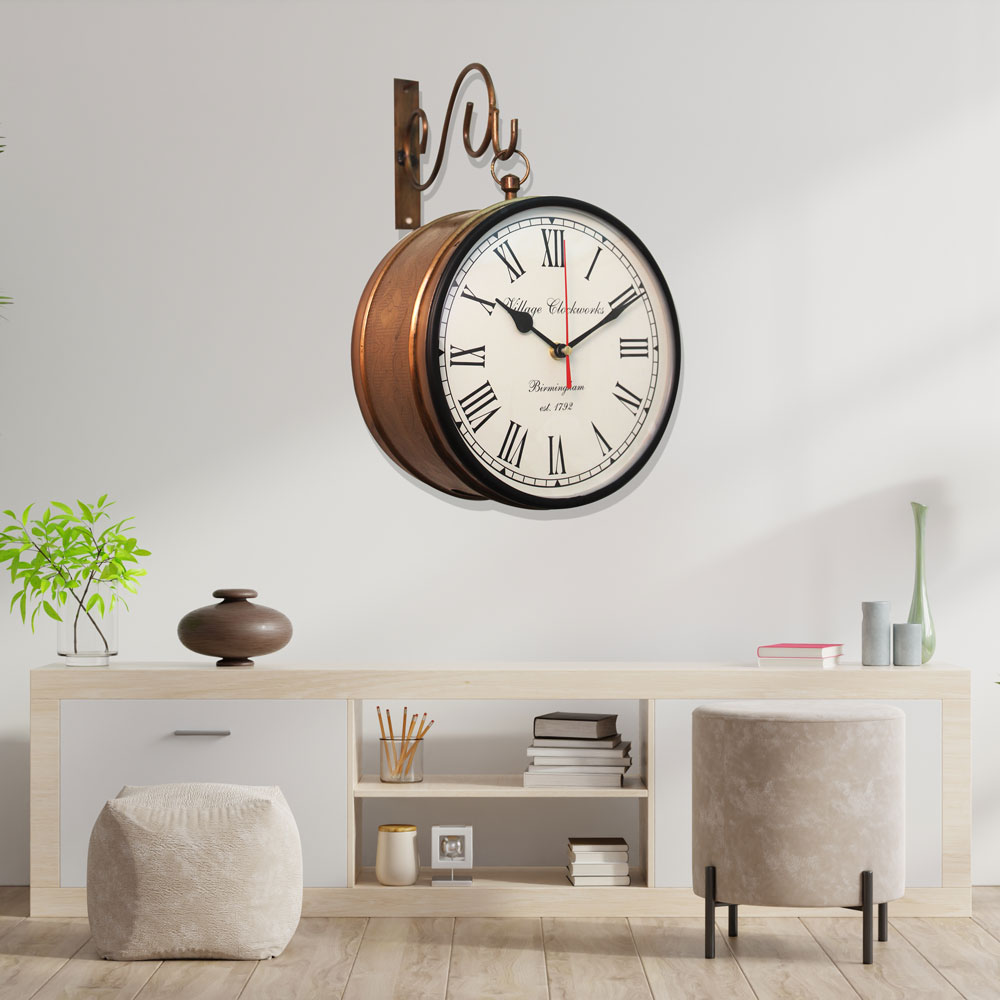 Double Sided Analog Wall clock with Glass 10 Inch