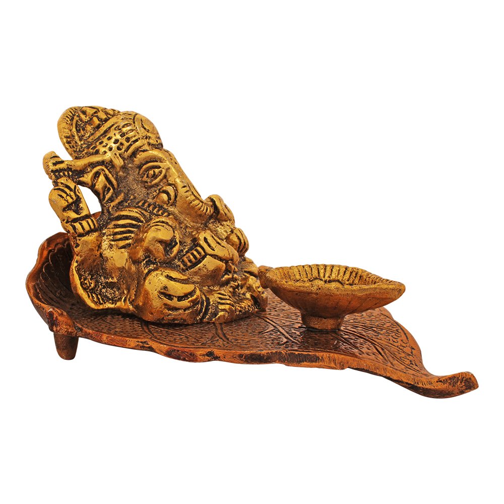 Antique Finish Metallic Bhagwan Ganesh Diya 3 Inch ( 8 cm )