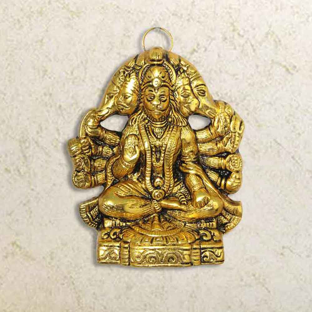 Panchmukhi God Hanuman Antique Look Metal Item 5.5 Inch
