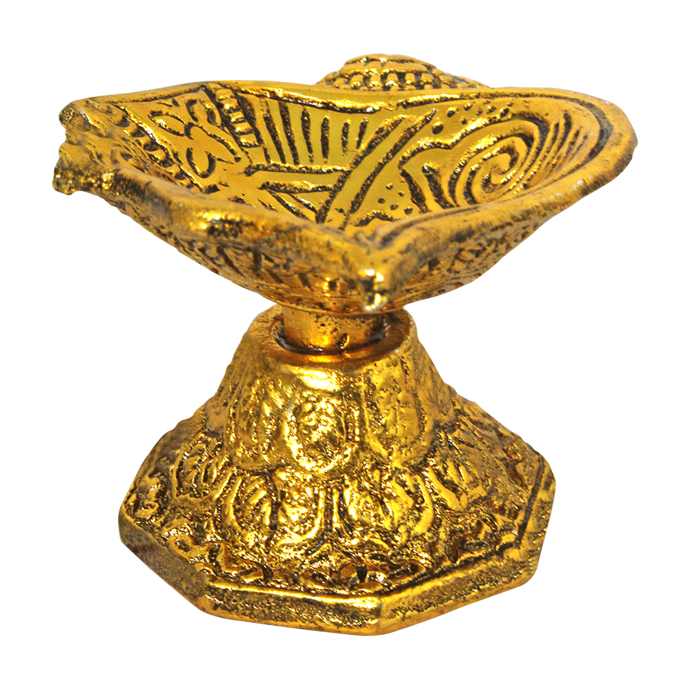 Gold Plated Aluminium  Puja Oil Lamp Diya 2 Inch