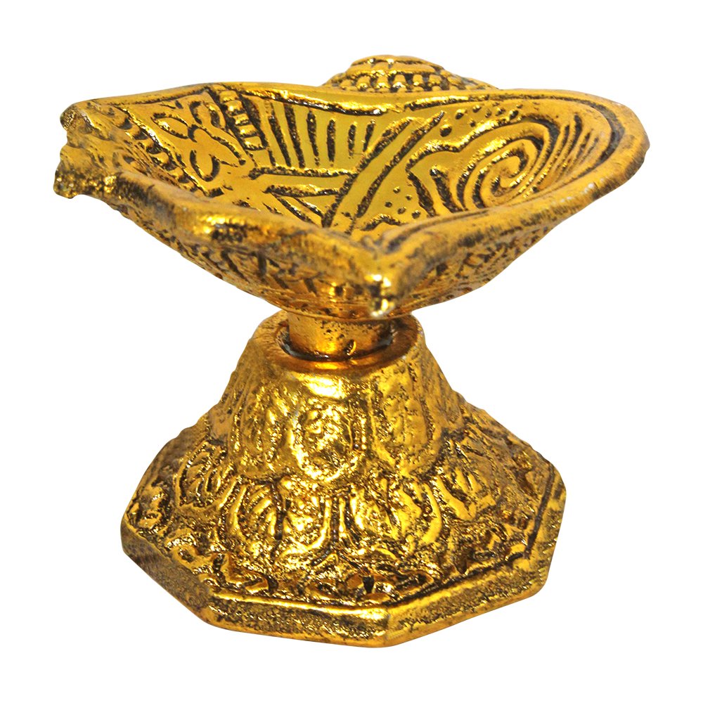 Gold Plated Aluminium  Puja Oil Lamp Diya 2 Inch