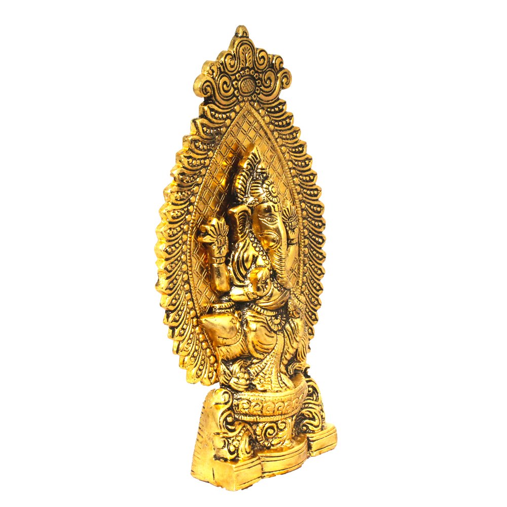 God Ganesha Gold Plated Aluminium  Statue 10.5 Inch ( 27 cm )