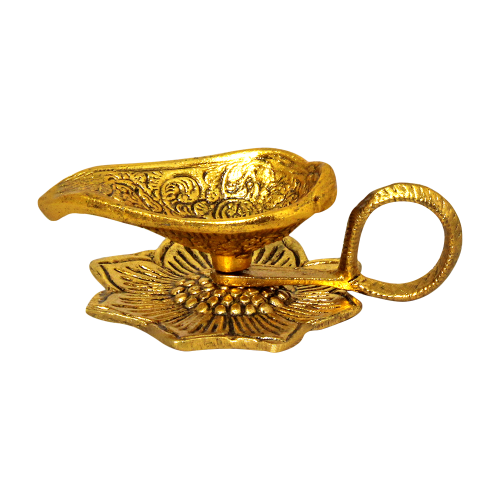 Aarti Diya With Handle For Home Temple Metal Item 2 Inch
