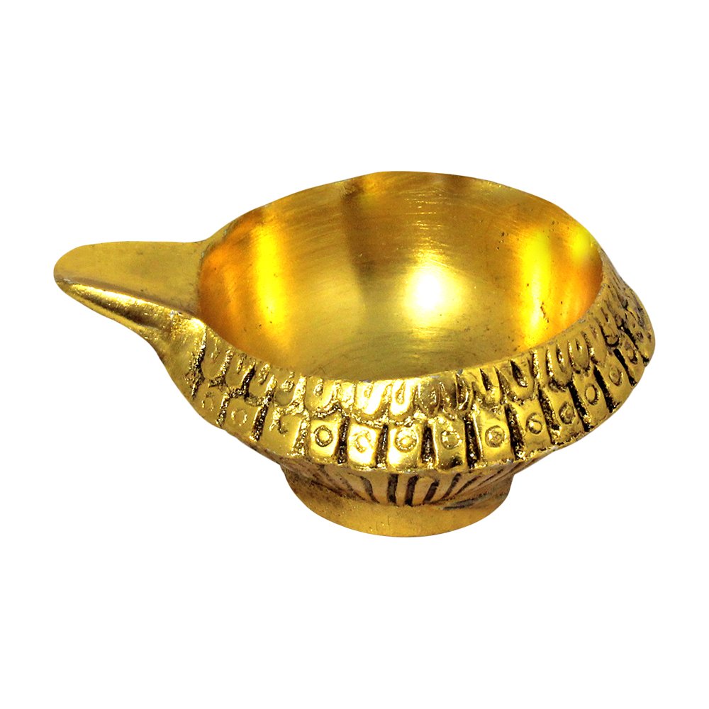 Gold Plated Aluminium  Diwali Kuber Deepak For Puja 1.3 Inch ( 3.5 cm )