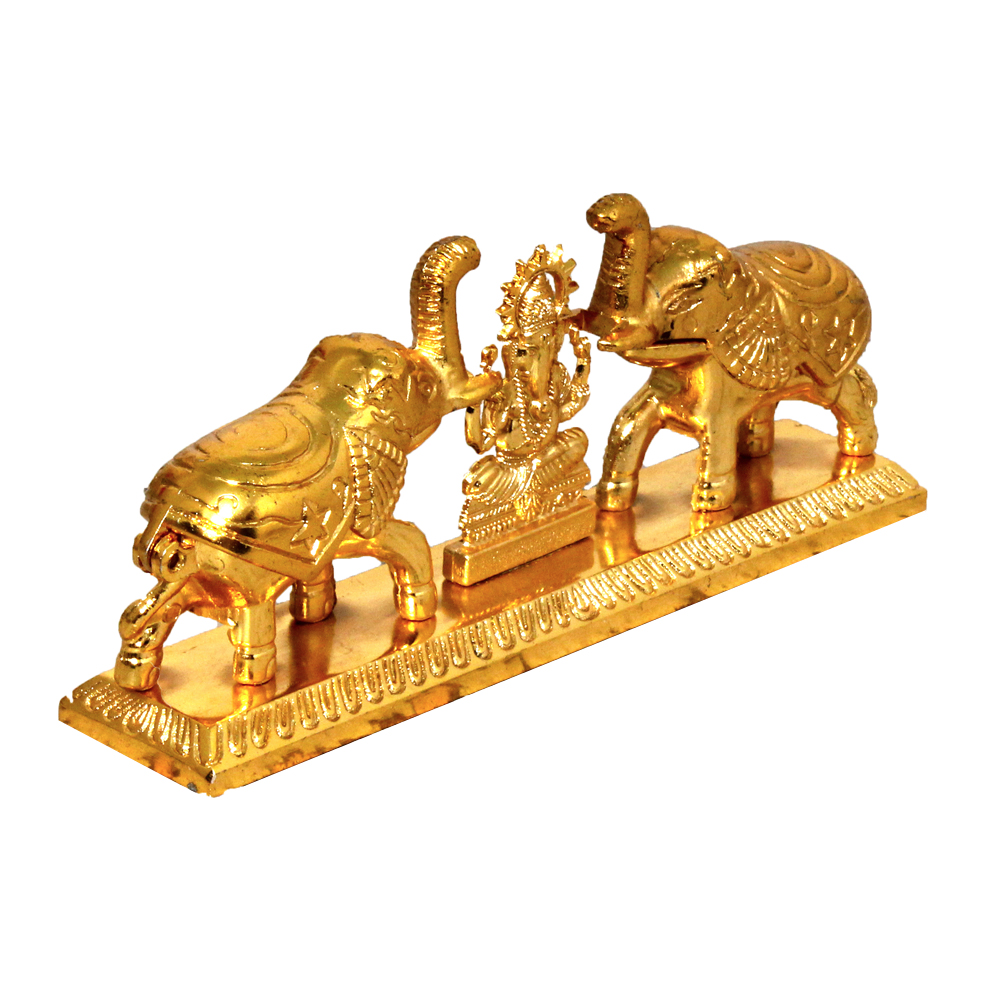Elephant Roli Chawal Metallic Box With Goddess Lakshmi 2.5 Inch