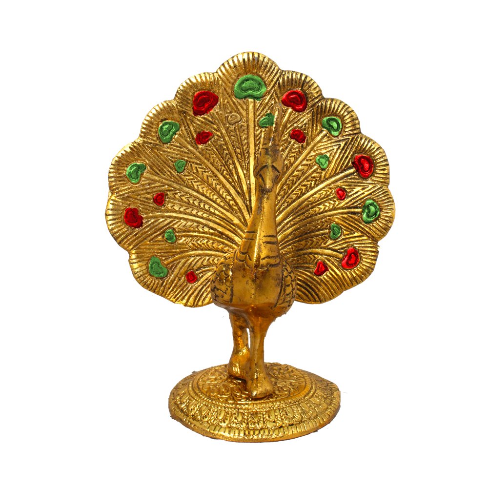 Dancing Peacock Metal Figurine 6 Inch ( 15.5 cm )