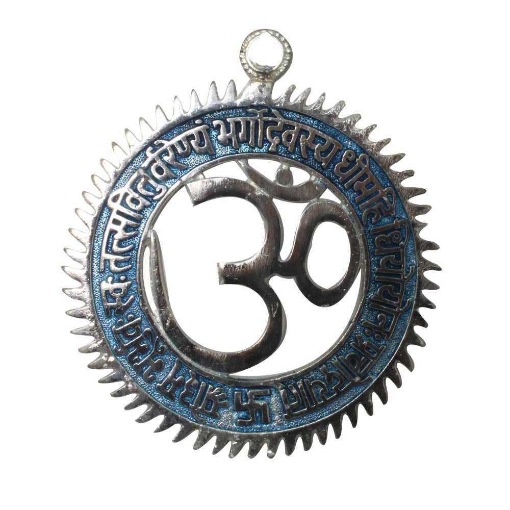 Cast Aluminium Wall Hanging Om with Gayatri Mantra 6.5 Inch ( 17 cm )