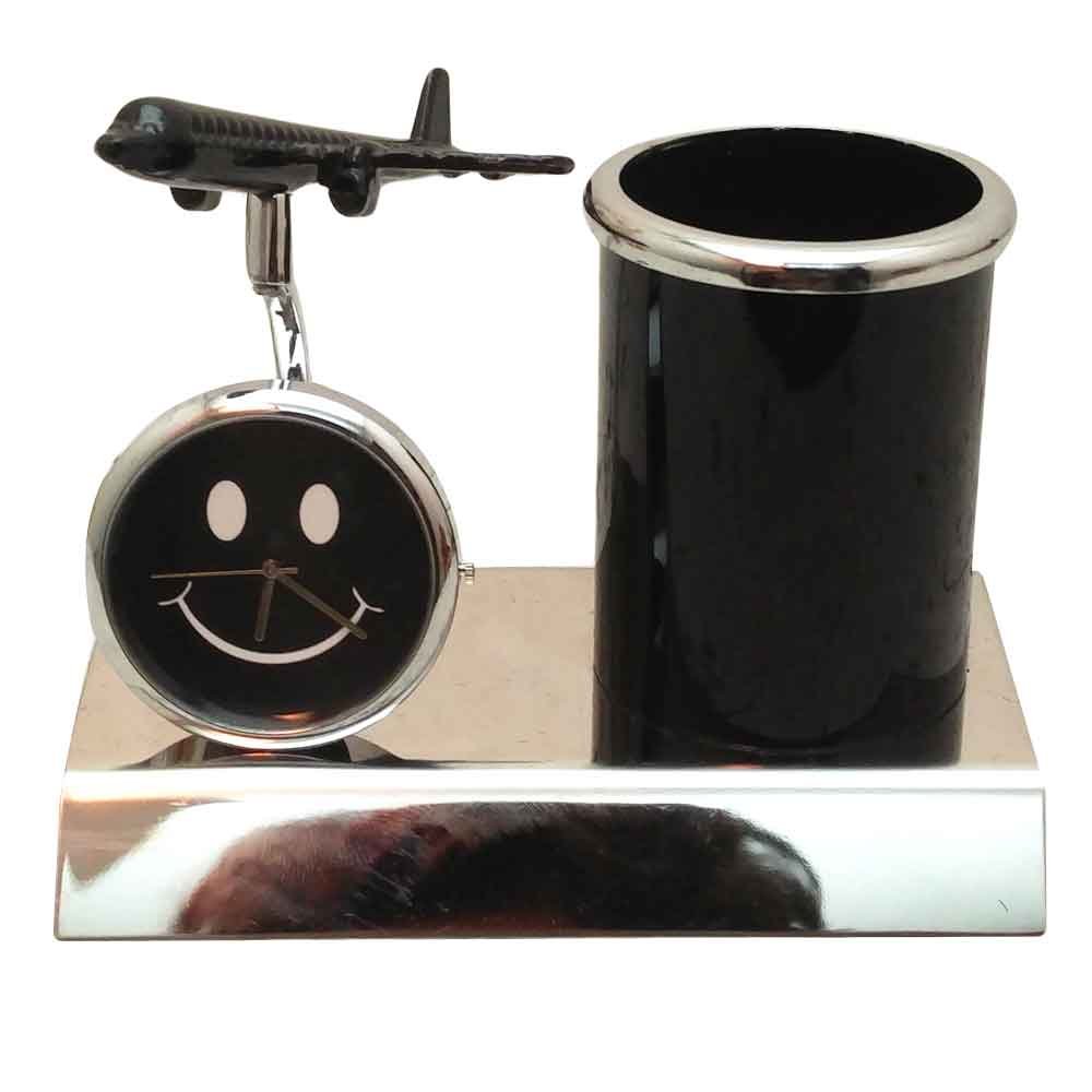 Pen Stand With Office Table Clock 4 Inch ( 10.5 cm )