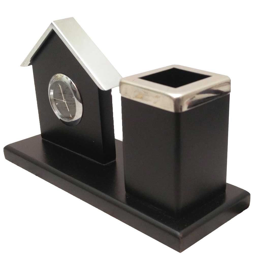 Pen Stand & Table Clock 4 Inch